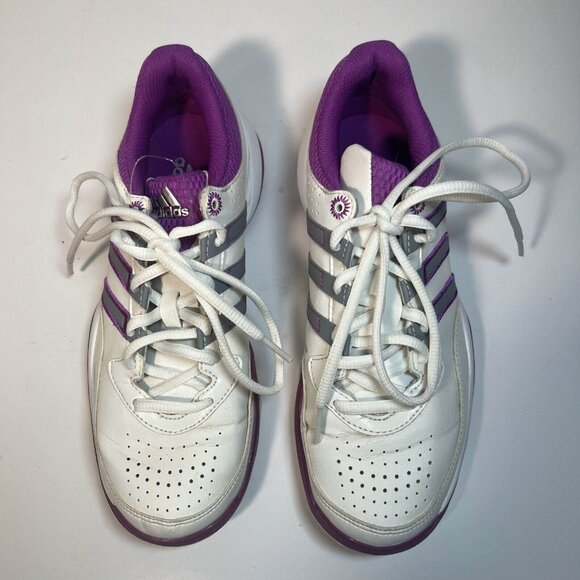Adidas Sneakers Womens 6.5 White Purple Ambition II Lace Up Athletic Running - Picture 1 of 12